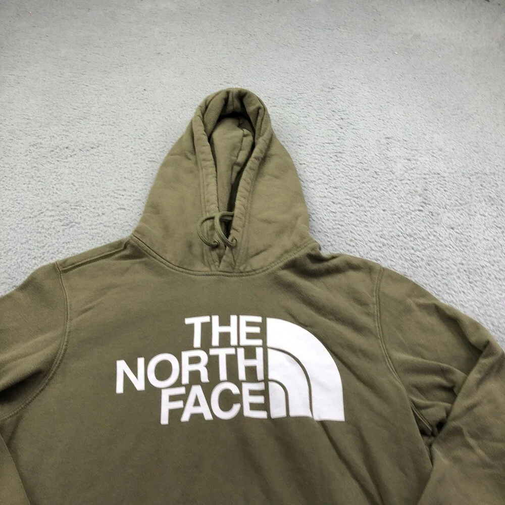 The North Face Hoodie Mens Medium Green Pullover Fleece Sweatshirt Logo